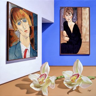 DOÑAS CON ORQUÍDEAS SEGÚN MODIGLIANI